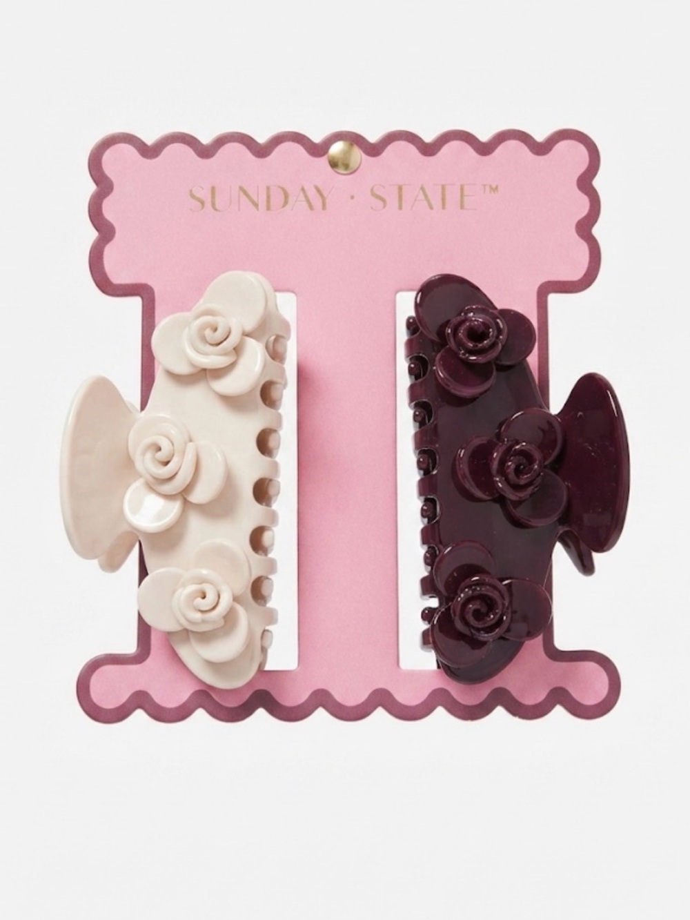 NWT ⚜️🥀⚜️ Sunday State Rose Bud Hair Claw Clips Set of 2